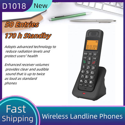 D1018 Telefono Fisso Wireless LCD a Bassa Radiazione con Funzione Chiamata a Mani Libere per Ufficio o Casa, Altezza circa 21cm/8.27in